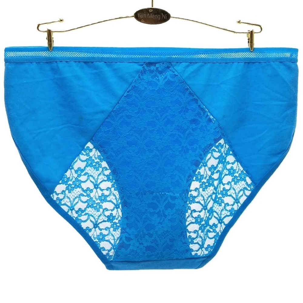 Blue Cotton Lace panel panties.